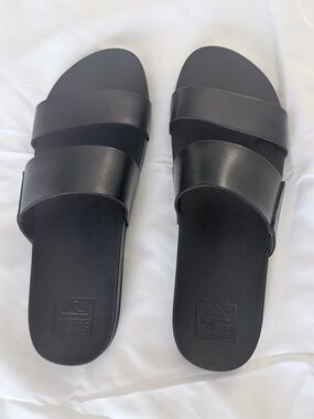 Reef Black Double-Strap Slide Sandals, size 9 1/2